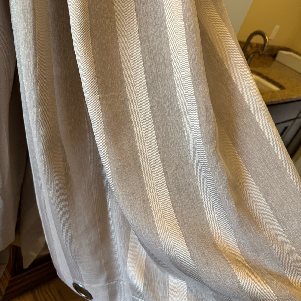 Elegant Beige Striped Curtains - Picture 2 of 2